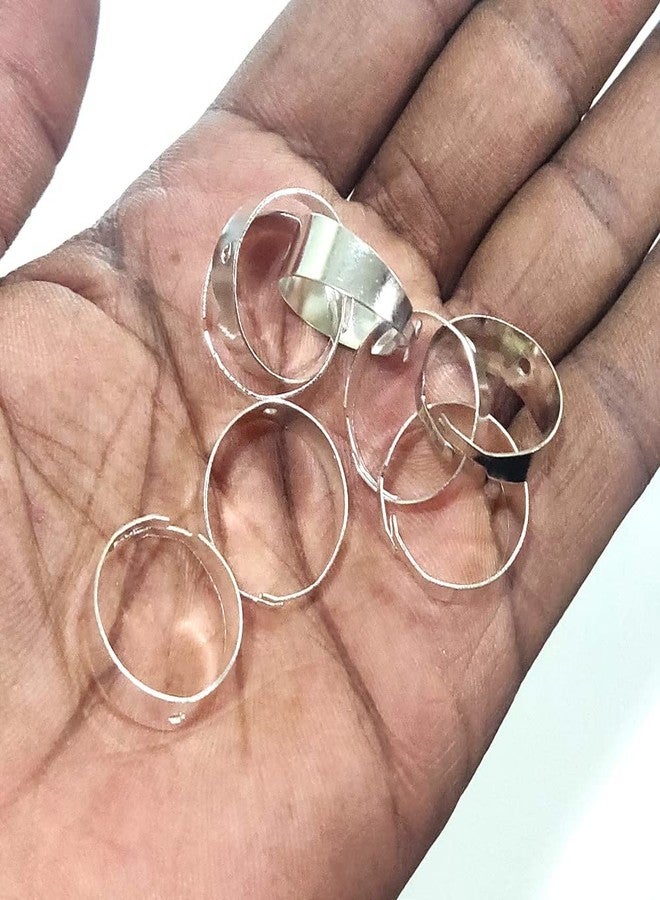 Excellentcrafts Adjustable Metal Finger Ring Bases for Jewelry Making Supplies Findings (Pack of 10) (Silver) - Image 3
